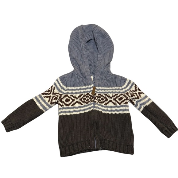 Baby Boy Zip-up Crochet Hooded Sweater - Picture 1 of 5